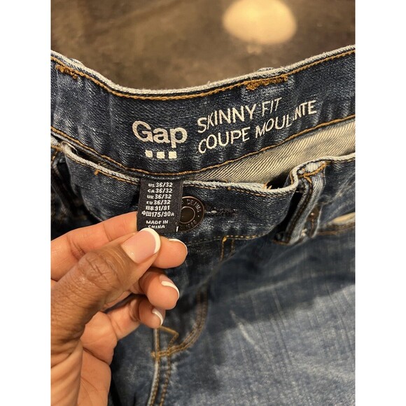 Gap Factory Mens Blue Skinny Fit Medium Wash Denim  Jeans 36x32 I - Picture 15 of 16
